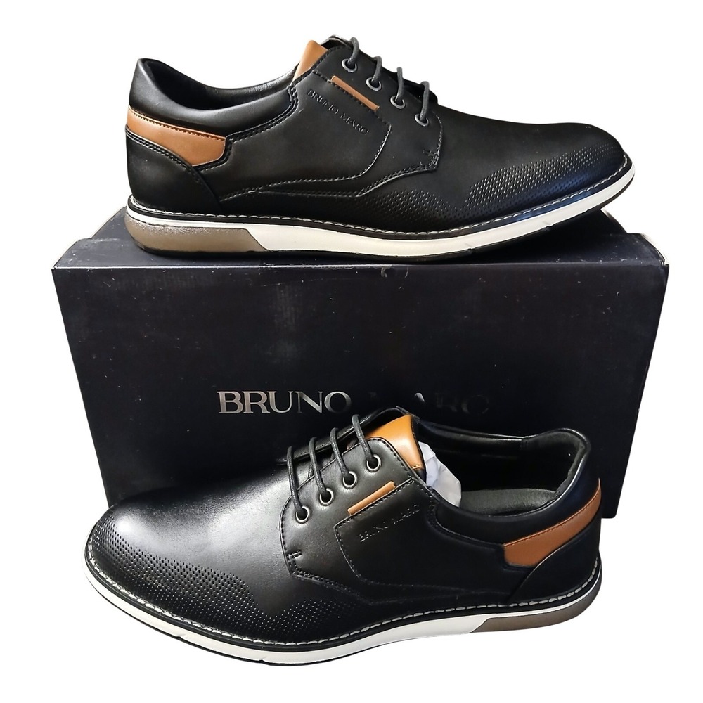 Bruno Marc Mens Black Tan Casual Dress Sneakers SBOX2336M Size 9 NEW